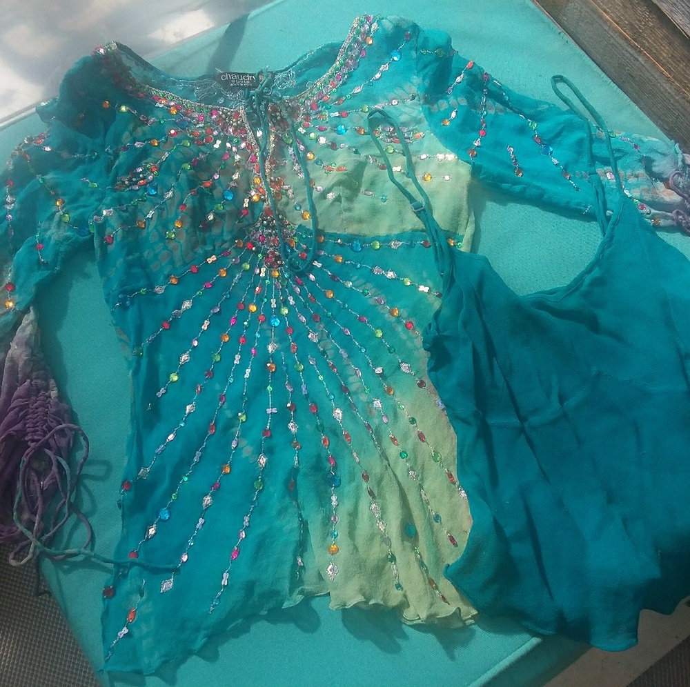 Jeweled Sequined Gypsy Top Made In India